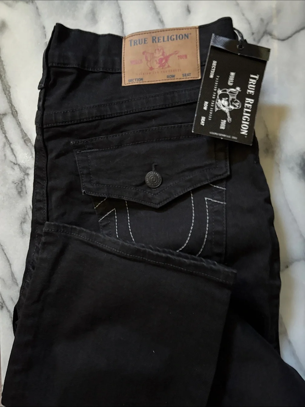 True Religion Men’s Black Straight Jeans with Flap Pocket